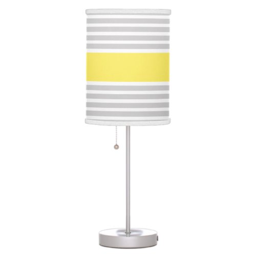Light Grey  Yellow Stripe Pattern Table Lamp