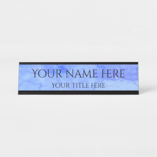 Light grungy blue simple professional modern desk name plate