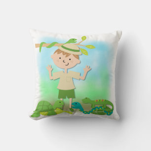 Light Hair Boy on Safari Pillow
