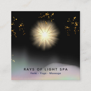 *~* Light Healing Rays Rainbow Energy Stars Square Business Card