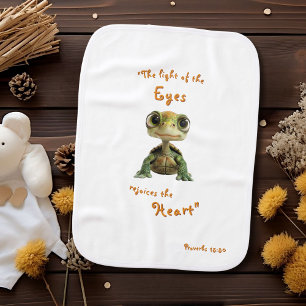 Light Heart Big Eyes Turtle Baby Burp Cloth