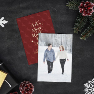 Light Heart Reindeer Personalized Christmas Photo Foil Holiday Card