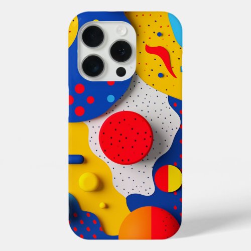 Light_hearted 3D shapes in primary colors  iPhone 15 Pro Case
