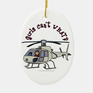 Light Helicopter Pilot Girl Ceramic Ornament