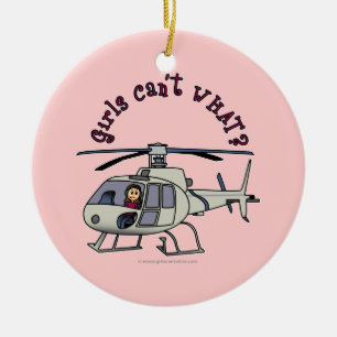 Light Helicopter Pilot Girl Ceramic Ornament