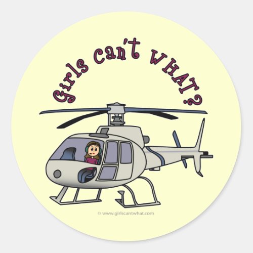Light Helicopter Pilot Girl Classic Round Sticker