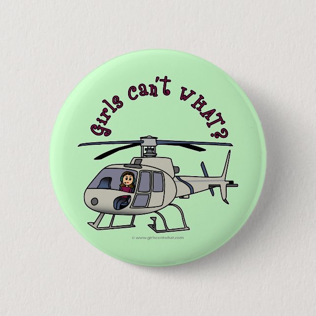 Light Helicopter Pilot Girl Pinback Button (Front)
