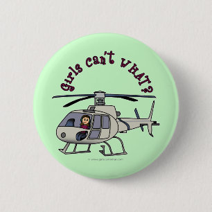Light Helicopter Pilot Girl Pinback Button