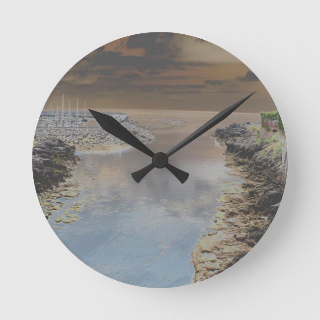 Light house in Cascais Portugal Round Clock (Front)