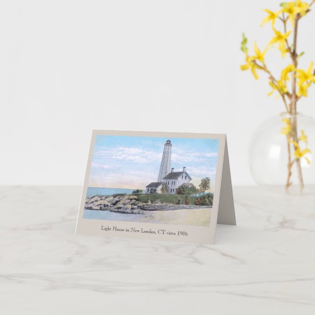 Light House New London CT  Card (Yellow Flower)