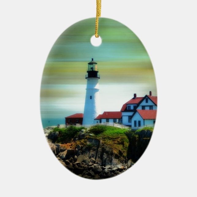 Light House Portland Headlight Ceramic Ornament (Front)