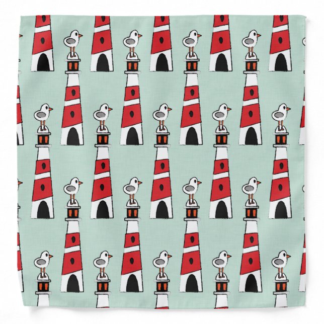 Light House Seagull Blue Bandana (Front)
