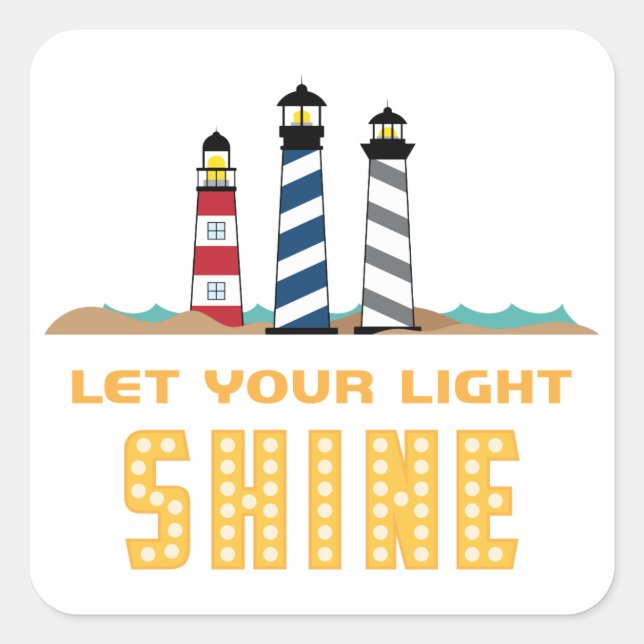 Light House Shine Square Sticker (Front)