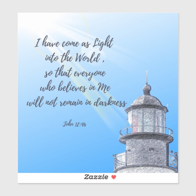 Light house with John 12:46 Sticker (Sheet)