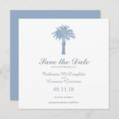 Light Hydrangea Blue Palm Tree Watercolor Wedding Save The Date (Front/Back)