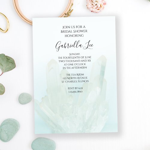 Light Ice Blue Crystals Bridal Shower Invitation