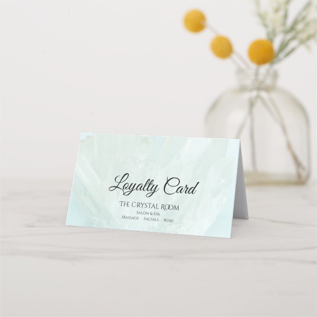 Light Ice Blue Crystals Salon Spa  Loyalty Card (Front)