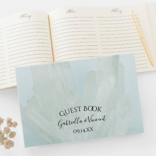 Light Ice Blue Crystals Wedding Guest Book