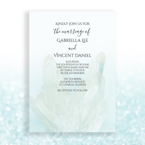 Light Ice Blue Crystals Wedding Invitation