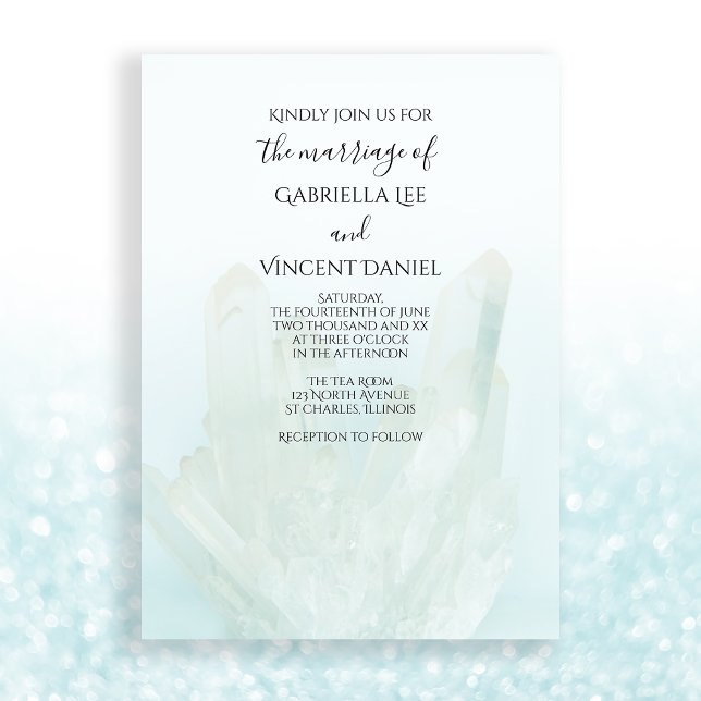 Light Ice Blue Crystals Wedding Invitation (Set a zen chill tone for your marriage with the serene Ice Blue Crystals Wedding Invitation.)