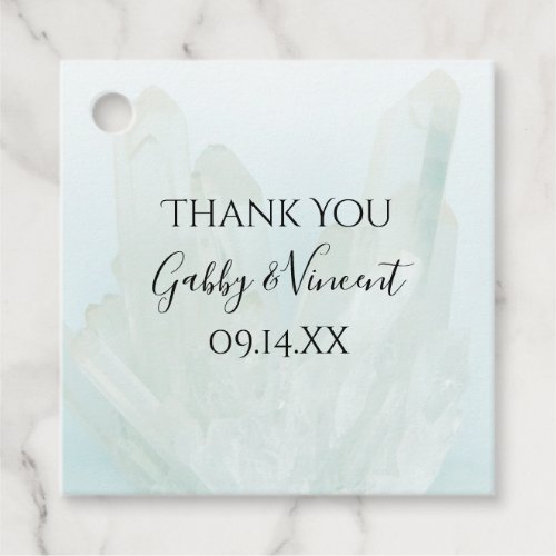 Light Ice Blue Crystals Wedding Thank You Favor Tags