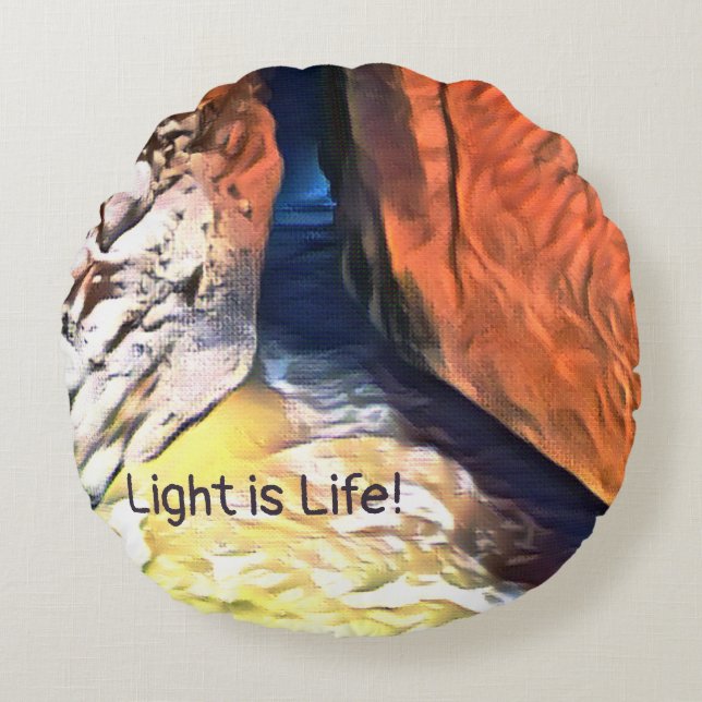 Light is Life- Coast Stony Crevasse Round Pillow (Front)