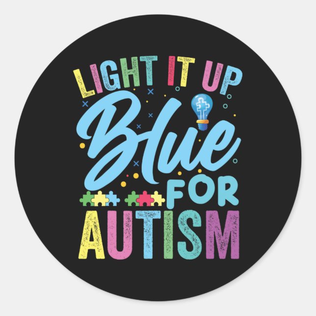Light It Up Blue Autism Awareness 1  Classic Round Sticker (Front)