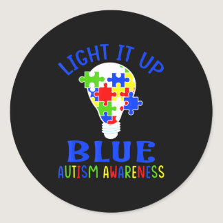 Light It Up Blue Autism Awareness Autistic Puzzle  Classic Round Sticker