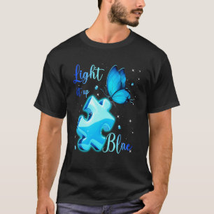 Light It Up Blue Autism Awareness Autistic Puzzle  T-Shirt