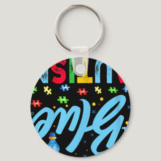 Light It Up Blue Autism Awareness Men Women Kids T Keychain