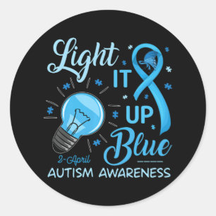 Light It Up Blue Autism Awareness Puzzle Men Women Classic Round Sticker