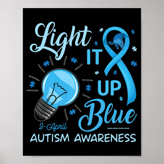 Light It Up Blue Autism Awareness Puzzle Men Women Poster (Front)