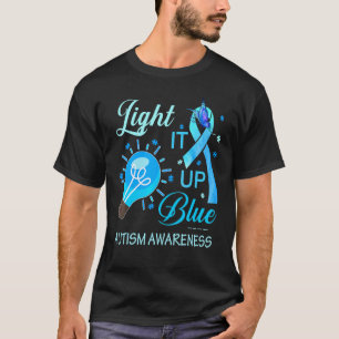 Light It Up Blue Autism Awareness  Puzzle Piece Ri T-Shirt