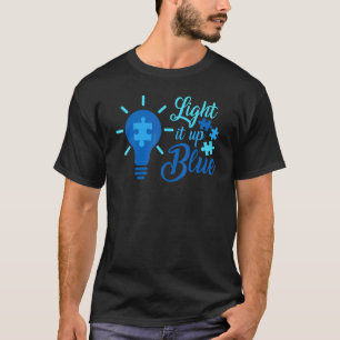 Light It Up Blue Autism Awareness  Puzzle Piece Ri T-Shirt