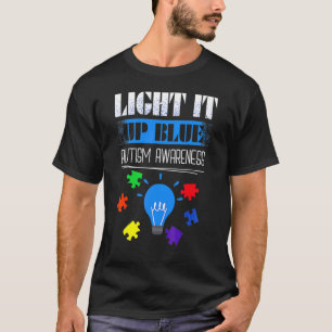 Light It Up Blue Autism Awareness  Puzzle Piece Ri T-Shirt