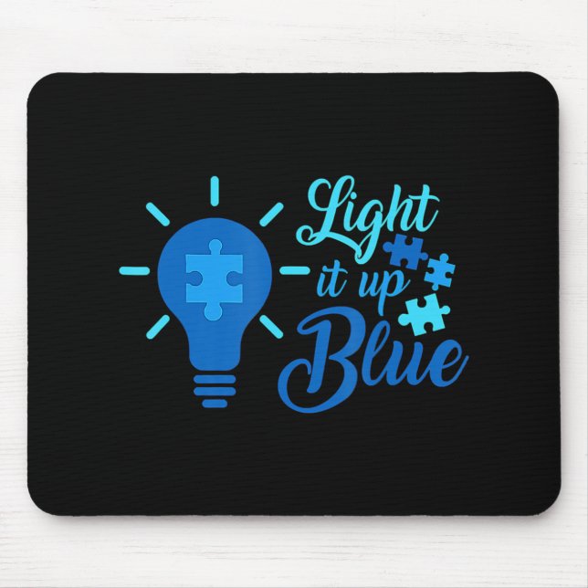 Light It Up Blue Autism Awareness Ribbon Puzzle Pi Mouse Pad (Front)