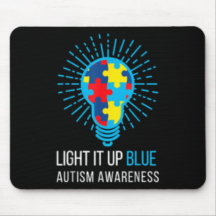 Light It Up Blue Autism Awareness Ribbon Puzzle Pi Mouse Pad