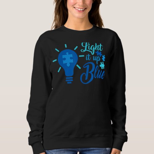 Light It Up Blue Autism Awareness Ribbon Puzzle Pi Sweatshirt