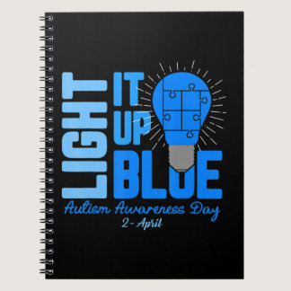 Light It Up Blue Autism Awareness Shirt, Autism Aw Notebook