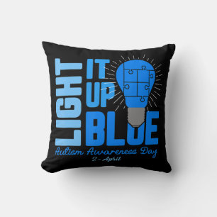 Light It Up Blue Autism Awareness Shirt, Autism Aw Throw Pillow