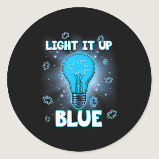 Light It Up Blue Autism Shirt I Wear Blue For Awar Classic Round Sticker