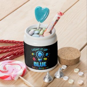 Light It Up Blue Autistic Autism Awareness Candy Jar