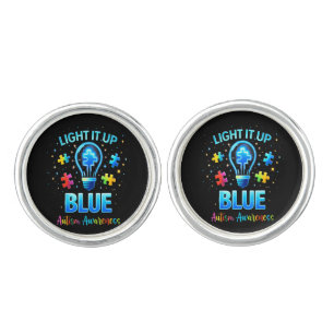 Light It Up Blue Autistic Autism Awareness Cufflinks