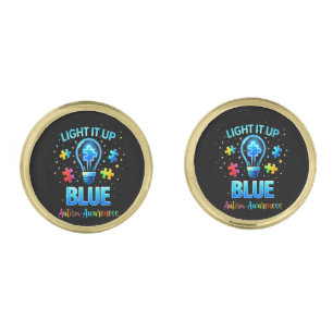 Light It Up Blue Autistic Autism Awareness Cufflinks