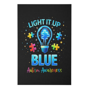 Light It Up Blue Autistic Autism Awareness Faux Canvas Print