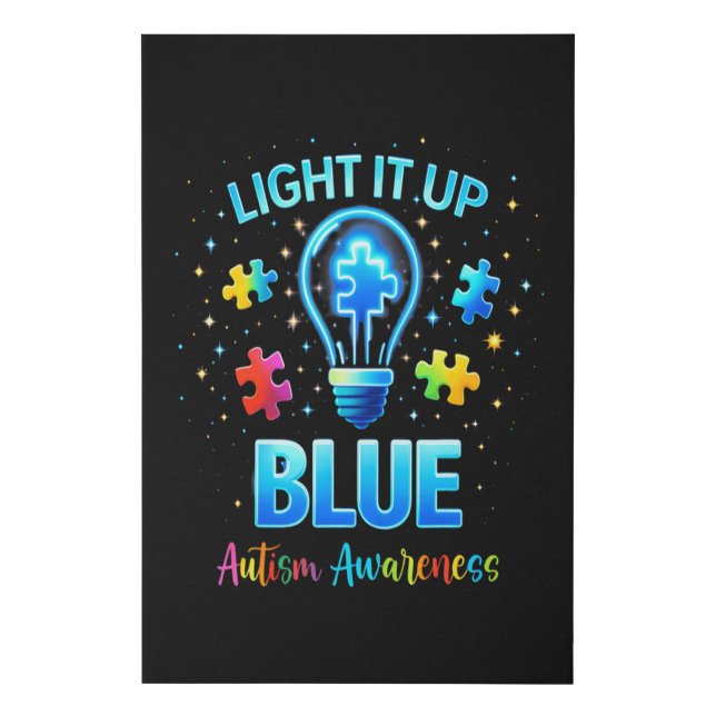Light It Up Blue Autistic Autism Awareness Faux Canvas Print (Front)