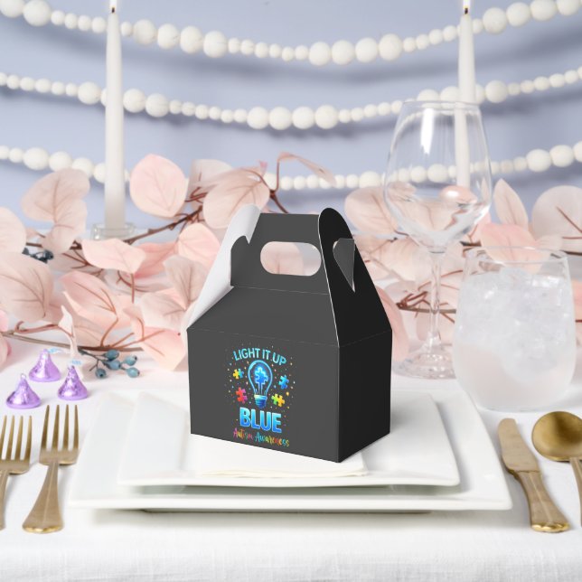 Light It Up Blue Autistic Autism Awareness Favor Boxes (Wedding)