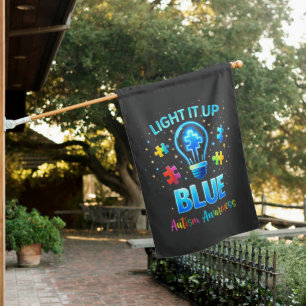 Light It Up Blue Autistic Autism Awareness House Flag