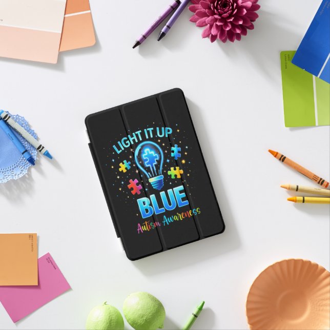Light It Up Blue Autistic Autism Awareness iPad Mini Cover (In Situ)