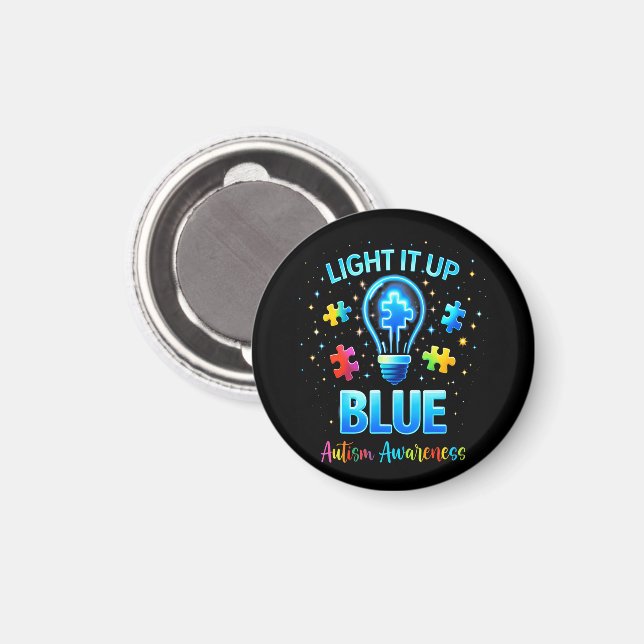 Light It Up Blue Autistic Autism Awareness Magnet (Front/Back)